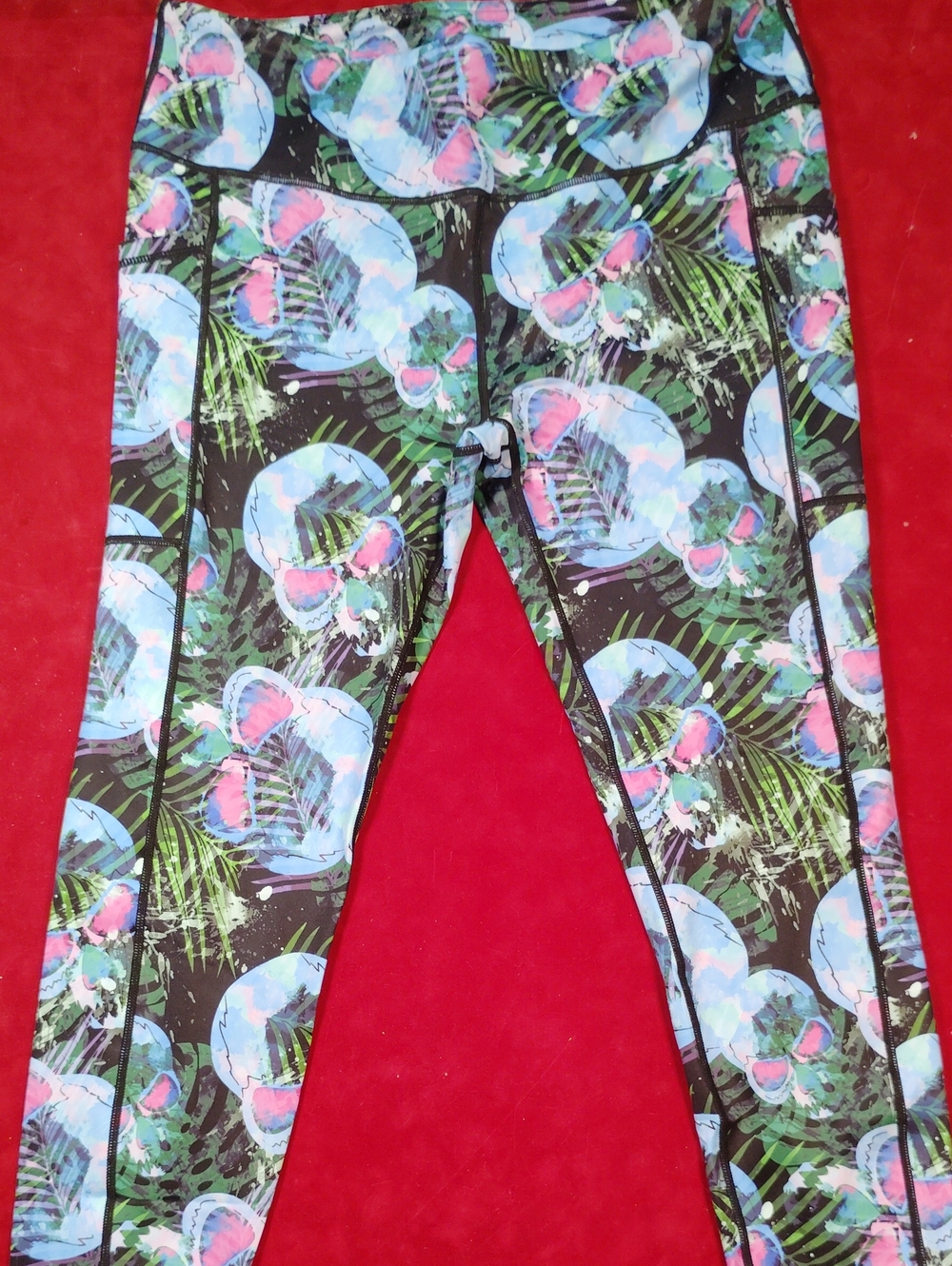 Constantly Varied Gear XL Squats Approved Leggings - Blue, Green, Pink w/Skulls